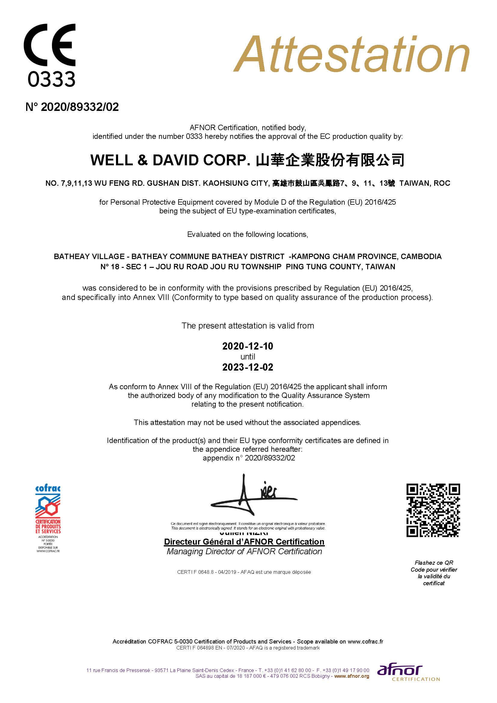 Various quality certification certificates證書